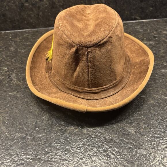 Vintage Leather Suede Fedora Gangster Hat Hipster Western Size 6 7/8 Made In USA - Picture 4 of 8